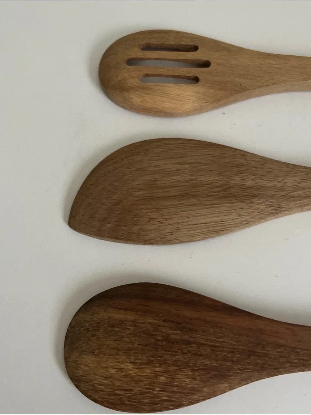 Pioneer Woman Wooden Utensils Spoon Slotted Spoon Teakwood Logo 3 Piece